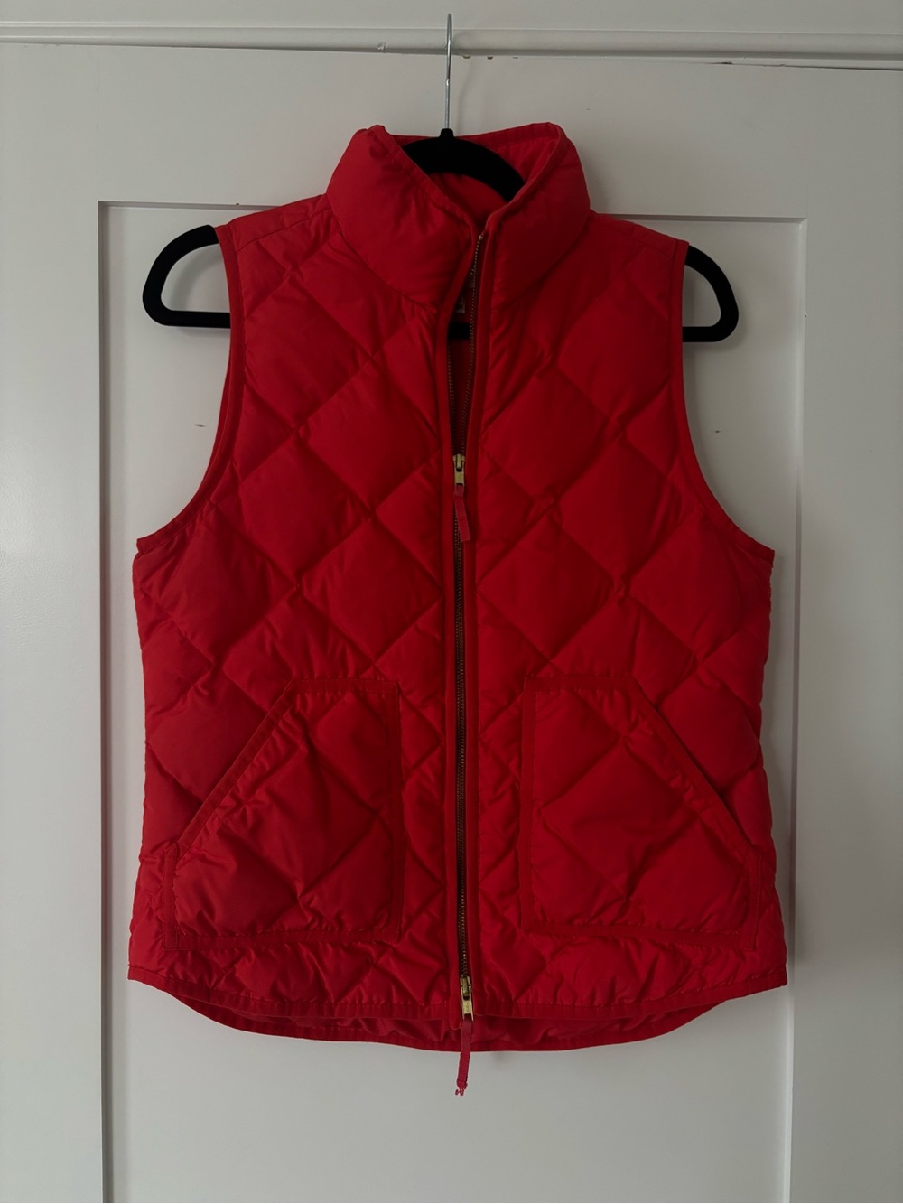J.Crew Women’s Red Quilted Puffer Vest Size Small Full Zip